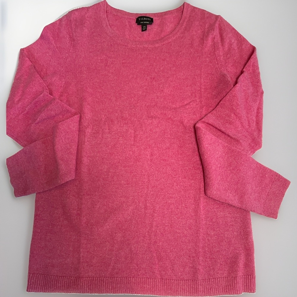 Womens Talbots Pink Cashmere Sweater Crew Neck Long Sleeve Pullover Size XS